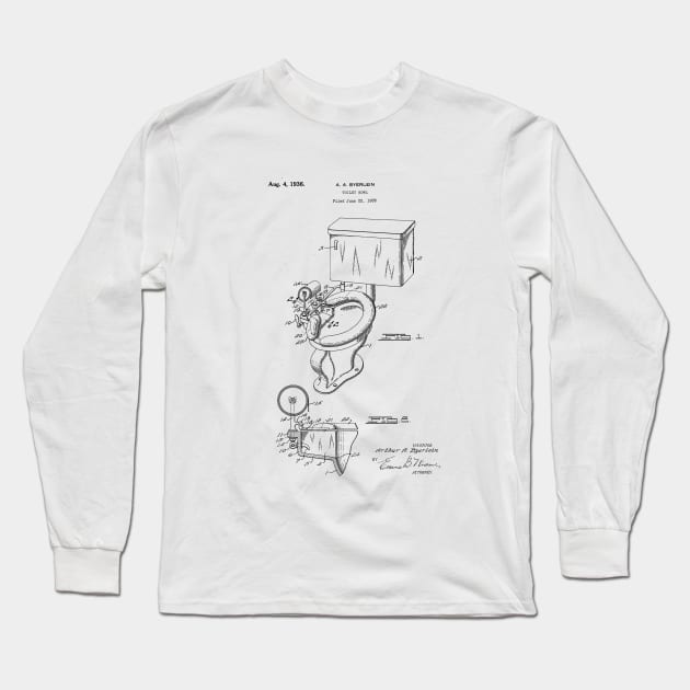 Toilet patent drawing Long Sleeve T-Shirt by skstring